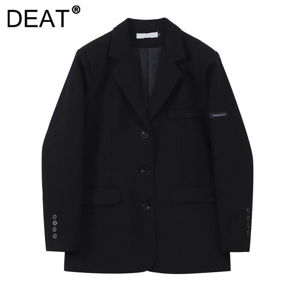 

women's suits & blazers [deat] 2021 autumn fashion tide long sleeve solid color single-breasted turn-down collar loose simple blazer wo, White;black