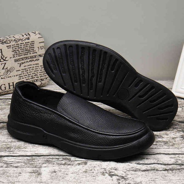 

dress shoes men fashion slip on lightweight driving shoe casual loafers flat walk footwear cow leather moccasins for men's sneakers v9w, Black