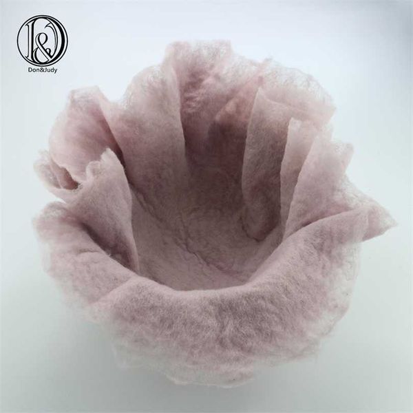 

d&j handcraft 100% wool felted round blanket baby po basket stuffer born pography porps baby shower gift 211105