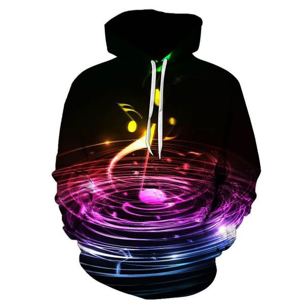 

men's hoodies & sweatshirts long sleeve 3d print sweatshirt music note sportswear casual fashion streetwear 2021 tracksuit men, Black