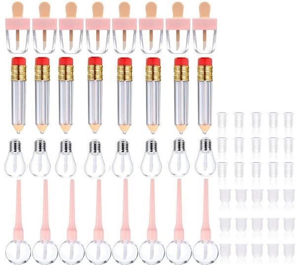 

storage bottles & jars 34 pcs mini refillable bottle lip gloss tubes novelty pencil ice cream lollipop shaped empty tube container with
