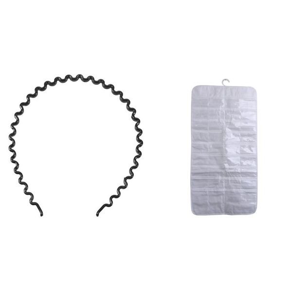 

jewelry pouches, bags women's wear plastic black wavy hair tire band with 72 pocket hanging storage organizer holder earring bag, Pink;blue
