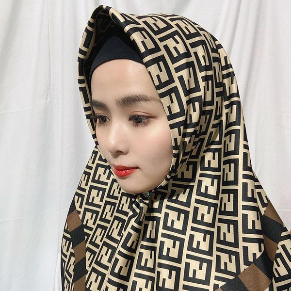 

scarves twill scarf women 90*90cm head scarfs silk hijab black shawls for ladies f headband, Blue;gray