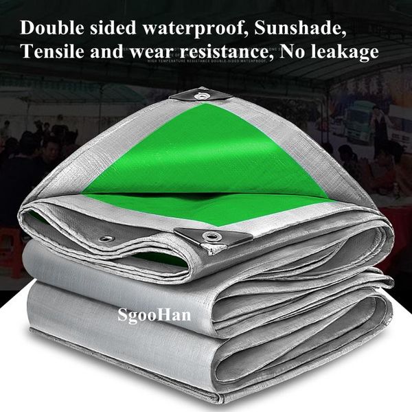 

shade silver-green 0.32mm pe tarpaulin rainproof cloth sun sail boat car truck canopy tarp ground sheet camping waterproof