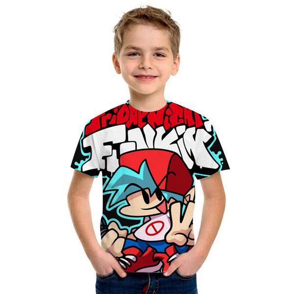 

2021 t-shirt fashion popular game friday funk night digital printed children's casual round neck t-shirt62fz, White;black
