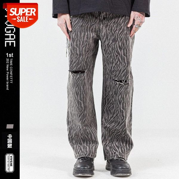 

vivgae zebra pattern jeans men loose straight hip hop handsome pants #ja9z, Black