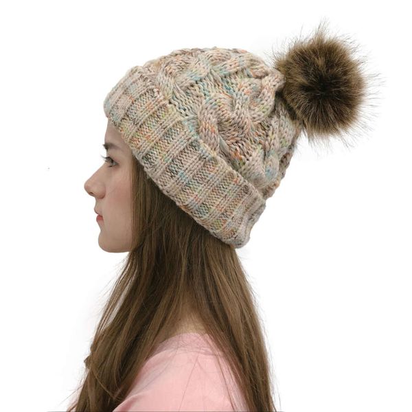 

new curled color ponytail hat in autumn and winter of 2019, Blue;gray