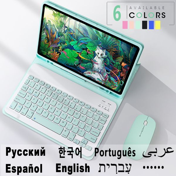 Custodia per tablet tastiera per Samsung Galaxy Tab A7 Custodia T500 T505 Wireless araba spagnola coreana Azery copertura tastiera russa mouse