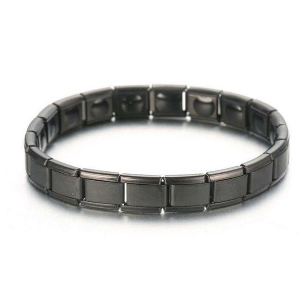 

mens womens germanium stone titanium health relief expandable magnetic bracelet link, chain, Black