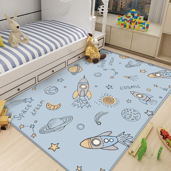 

carpets interest rocket space pattern children flannel carpet baby hand print rug play rectangular mat