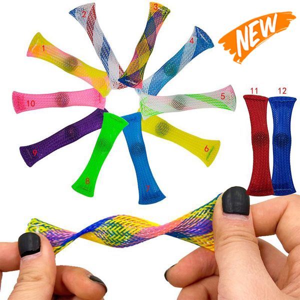 Marble Mesh Fidget Toy Tube für Erwachsene Kinder in der Schule ADHS ADD OCD Angst Murmeln und Meshs Finger Hand Fidgets CC005