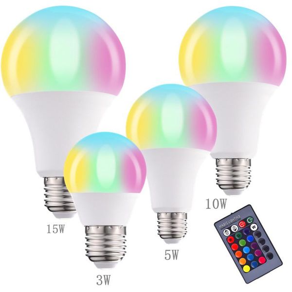 

bulbs e27 light rgb bulb smart control lamp led dimmable spotlight magic colorful changing lampada