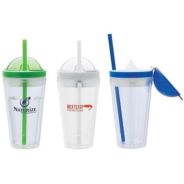 

16 oz juicer tumbler double-layer plastic lemon juice straw cup, 450ml