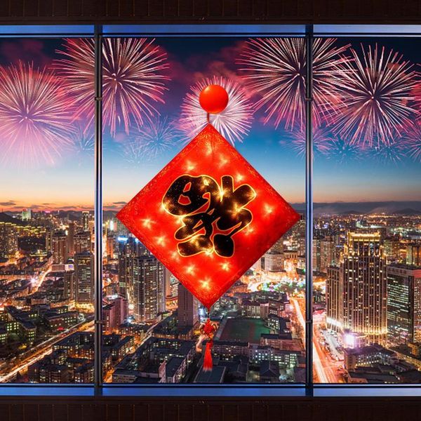 

chinese 2021 spring festival year's day decoration lamp sucker glow blessing red lantern festive home window decorative objects & figur