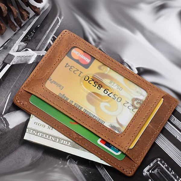 

card holders super slim soft wallet vintage letter printed 100% gennine leather close-fitting holder bag multi-card position purse, Brown;gray