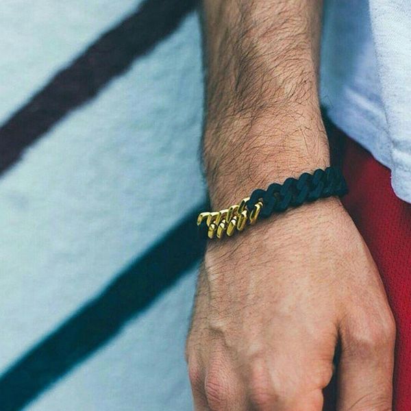 

simple cuban chain titanium steel silicone twist energy bracelet bracelets for women girls men jewelry, Black