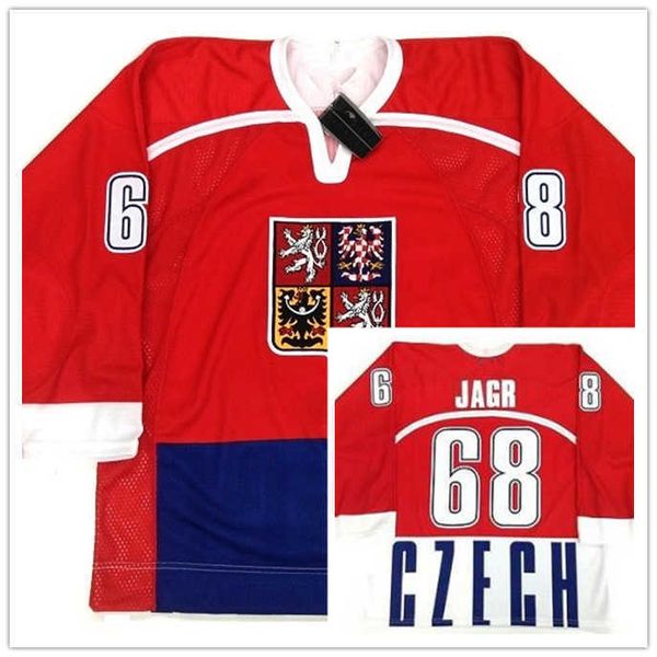Rara vintage #68 Jaromir Jagr Maglia da hockey della squadra nazionale della Repubblica Ceca Personalizza qualsiasi nome e numero