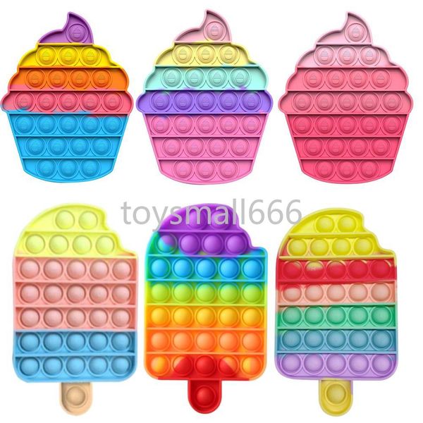 

deskfun ice cream shaped push bubble silicone toys children stress reliever fidget squeeze board game for kids