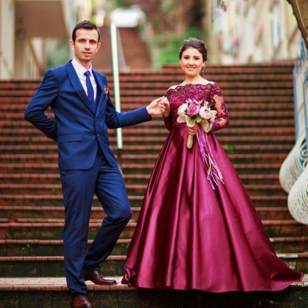 

party dresses special occasions dress saudi arab long sleeves a-line burgundy off the shoulder evening beading lace 2021, White;black