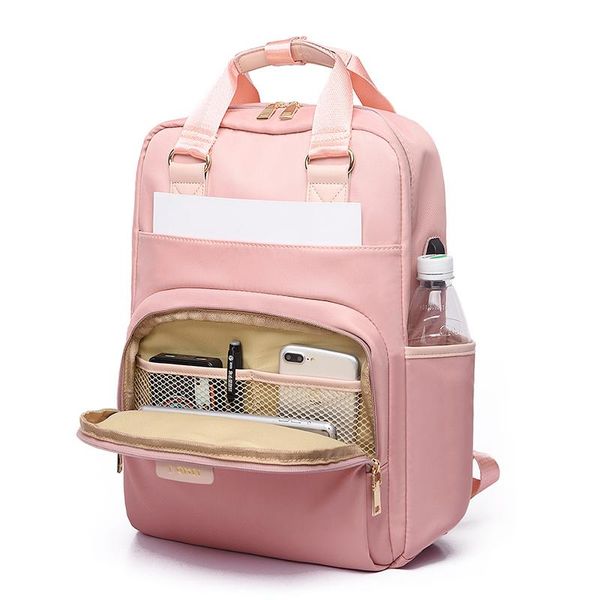 

backpack stylish waterproof lap15.6 women fashion for girls black female large bag 14 inch pink