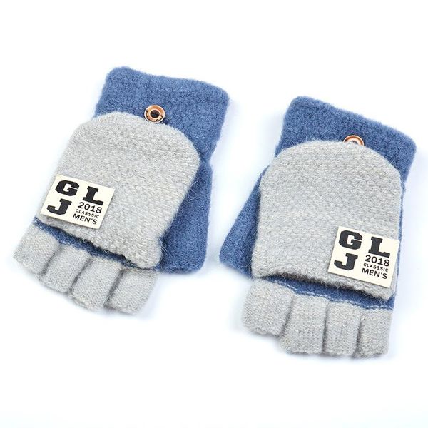 

sports gloves winter women half finger flip warm stretch acrylic knit glove female simplicity letter fingerless touch screen typing mitten f, Black