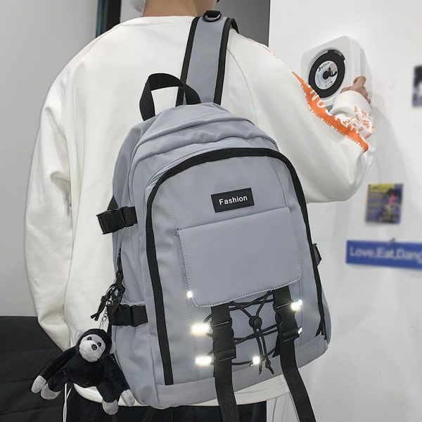 

backpack difa large capacity waterproof nylon cool reflective stripe women men lapbag couples schoolbag