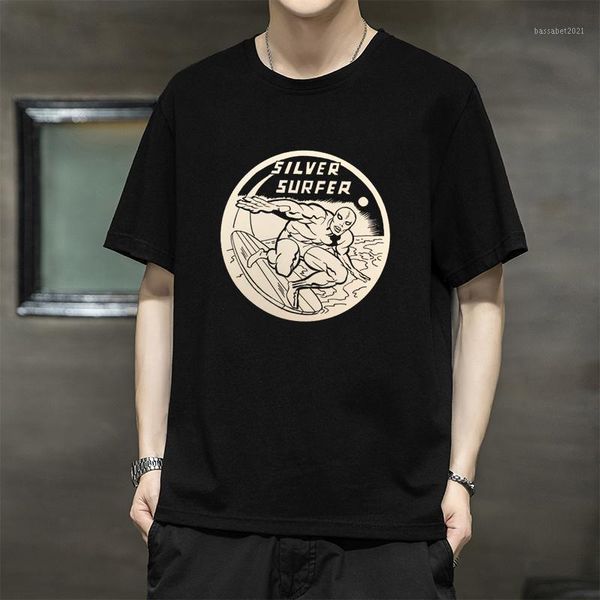 

men's t-shirts surfers tshirts men fashion 100% cotton black short sleeve oversize graphic casual custom doom punk gothic tees, White;black