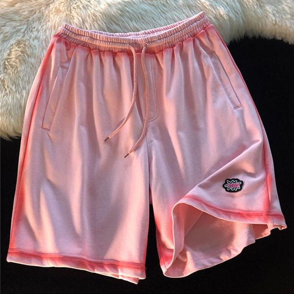 

women's shorts korean harajuku style art edge dyeing letter pattern embroidery loose casual sports stretch cotton, White;black