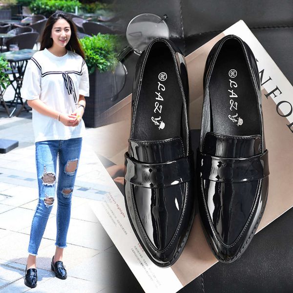 

small leather sho women's soft sole pointed british high heels single, Black