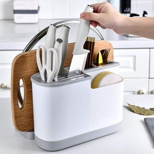 

kitchen cutlery organizer plastic knife stand drain storage holder kitchenware cooking tool tray shelf box & organization