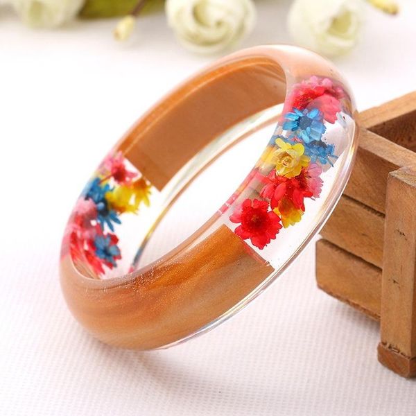 

handmade crystal bangles for women epoxy resin dried flower bracelets wristband bridesmaid jewelry charms armband wedding gifts bangle, Black