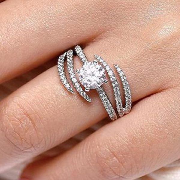 

wedding rings 2021 luxury halo original 925 sterling silver engagement ring for women lady anniversary gift jewelry r5420, Slivery;golden