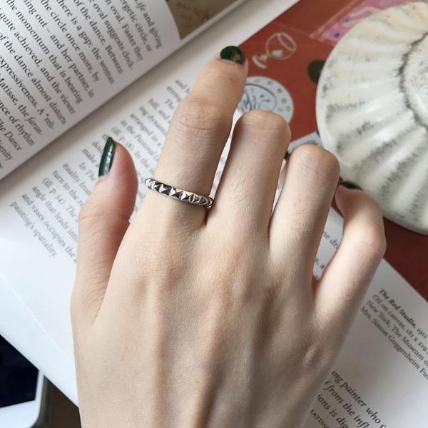 

cluster rings women's authentic s925 sterling silver fine jewelry carved geometric open ring j365, Golden;silver