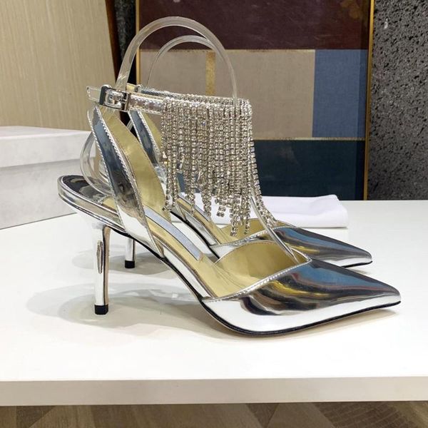 

shoes women sandals ankle strap pumps woman ladies pointed toe high heels diamond surfaces, Black