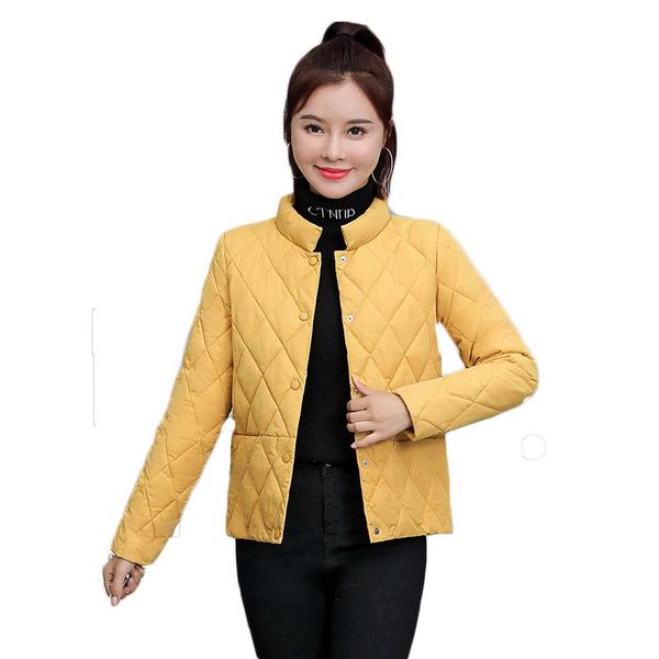 

women's down & parkas cotton-padded jacket women fall/winter 2021 korean style slim stand-up collar dark pocket solid color coat m143, Black