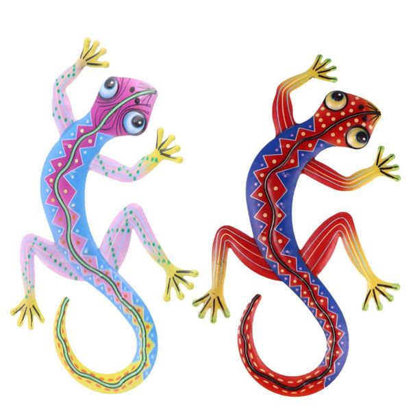 

wall stickers 2pcs metal gecko iron art decor indoor hanging sculpture craft