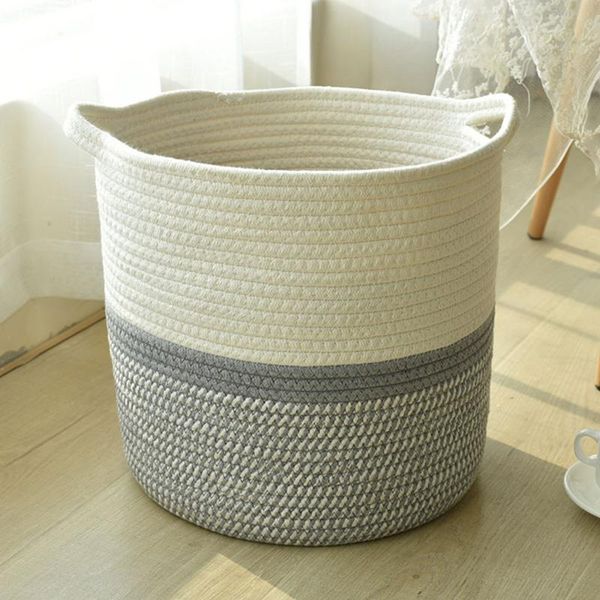 

storage baskets cotton rope dirty laundry basket clothing container bin home dorm garden decor hamper large bag flower pot organizer