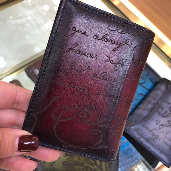 

card holders wallet handmade cow leathermen's and women's small clip fashion, Brown;gray