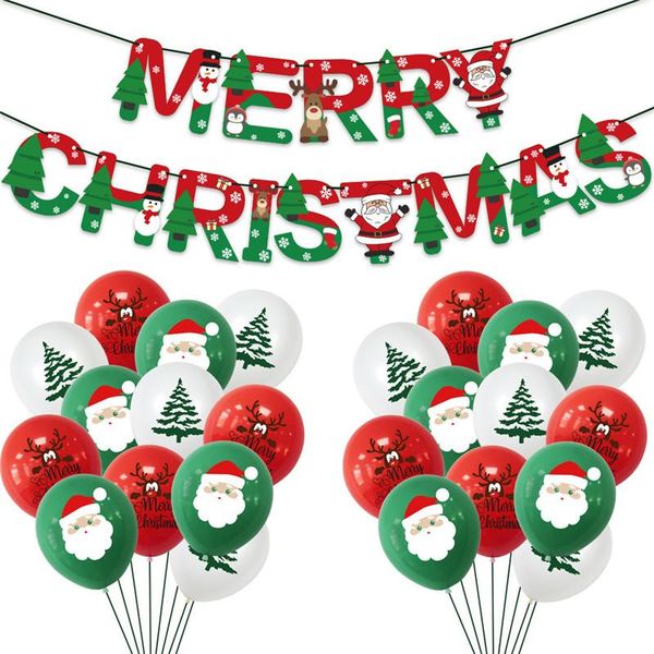 

party decoration 1set santa claus snowman christmas latex balloons merry banners xmas year supplies