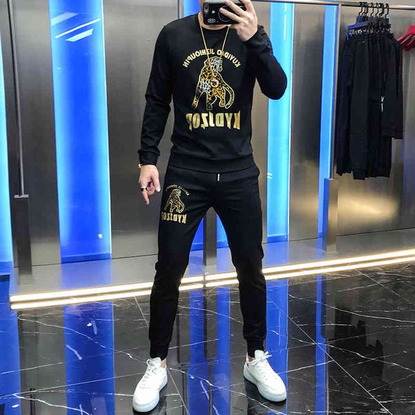 

hoodies autumn around the neck beautiful sweater leopard leisure two male, Black