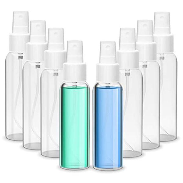 Klare Kunststoff-Sprühflaschen, 60 ml, 2 Unzen, nachfüllbar, Feinnebelsprüher, Reiseflasche, Make-up, Kosmetikzerstäuber, wiederverwendbarer leerer Probenbehälter
