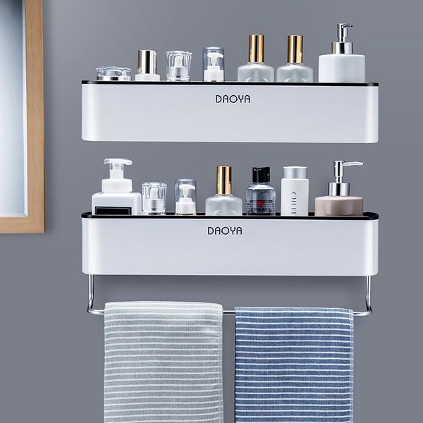 

bath accessory set bathroom shelf caddy organizer wall mount shampoo rack with towel bar no drilling kitchen storage shower accessories