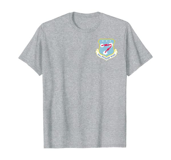 

144th fighter wing california ang f-15 eagle military patch t-shirt, White;black