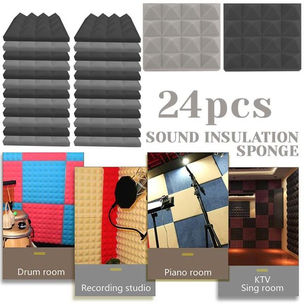 

24pcs acoustic foam sabsorption sponge studio ktv soundproof 3d wallpaper home decor waterproof and noise proof wallpapers