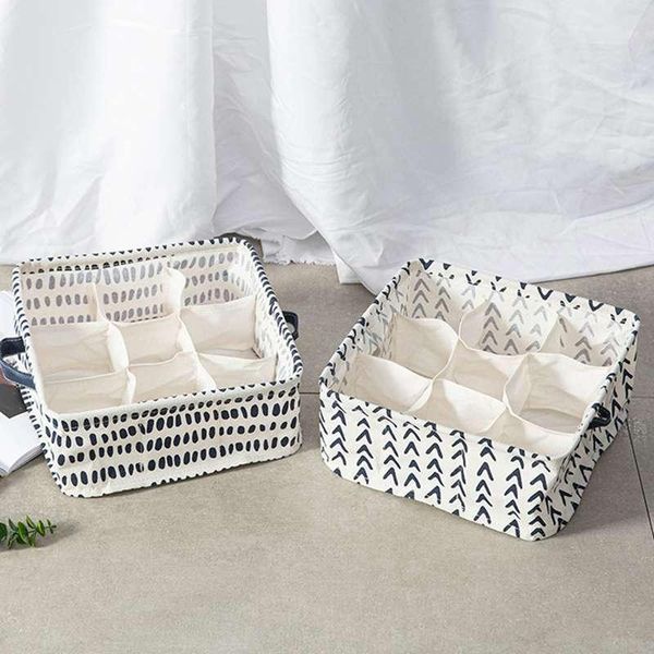 

storage baskets 9 grids waterproof cotton linen box sundries basket underwear socks home fabric