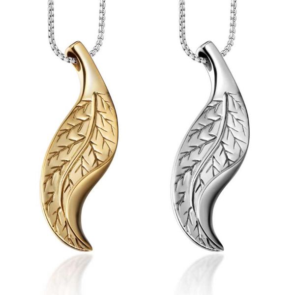

pendant necklaces fate love male men leaf pendants fashion jewelry stainless steel box chains party gift wholesale arrival 2021, Silver
