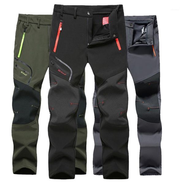 

summer hiking pants men stretch softshell fleece fishing outdoors sports tactical waterproof mountain trekking mens men's, Black