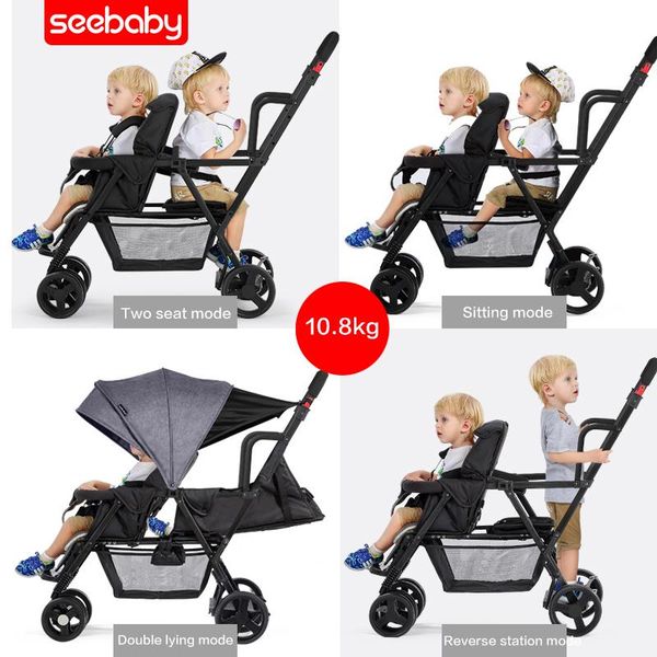 

lightweight twin baby stroller front and rear seat carriage can sit recline multiple gear adjustment carts strollers#