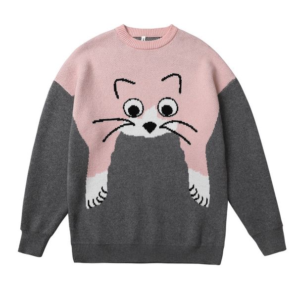 

men's sweaters arrival fashion cartoon knitted autumn and winter men sweater o-neck pullovers appliques brand clothing warm n0sf, White;black