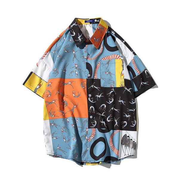 

men's casual shirts 2021 summer printed shirt short-sleeve printing, White;black